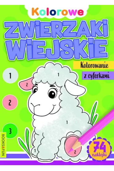 Zwierzaki wiejskie. Kolorowanie z cyferkami