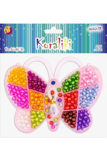 Aliga Koraliki plastikowe motyl 8mm 300 szt MIX