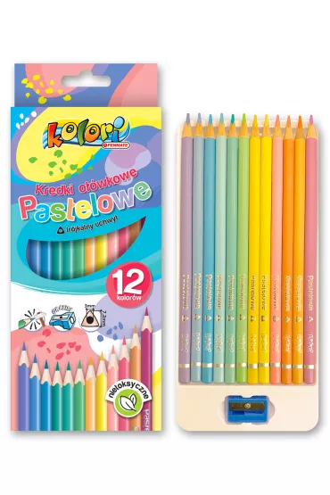 Penmate Kolori Premium Kredki o��wkowe pastelowe tr�jk�tne + temper�wka 12 szt.