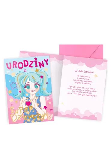 Kukartka Karnet PR-561 Urodziny  anime, dziewcz�ce