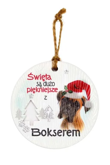 Zawieszka ceramiczna Bo�e Narodzenie Bokser