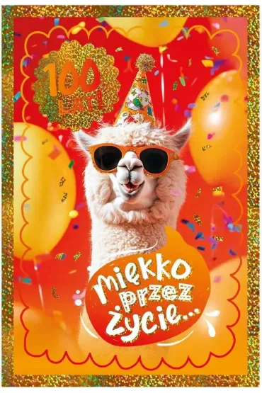 Karnet B6 Urodziny holo lama
