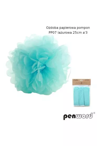 Penword Ozdoba papierowa pompon lazurowa 25cm