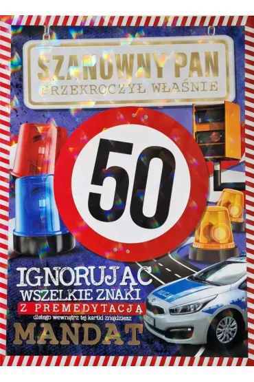 Yeku Karnet Premium Mandat 50 urodziny m�skie (24x33cm)