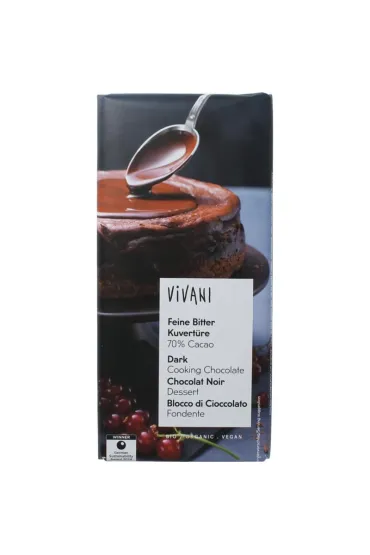 Vivani Czekolada kuwertura gorzka do gotowania wega�ska 150 g Bio