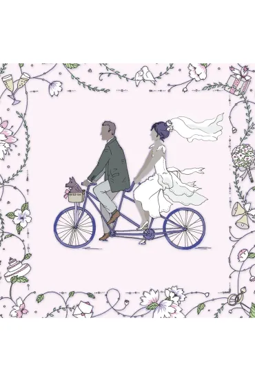 Clear Creations Karnet Swarovski kwadrat �lub para m�oda na rowerze