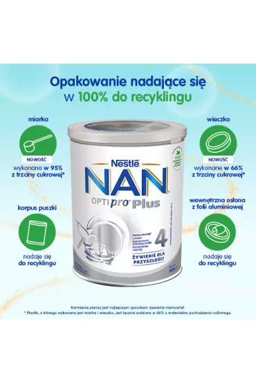 Nestle Nan Optipro Plus 4 Produkt na bazie mleka junior dla dzieci po 2. roku 800 g