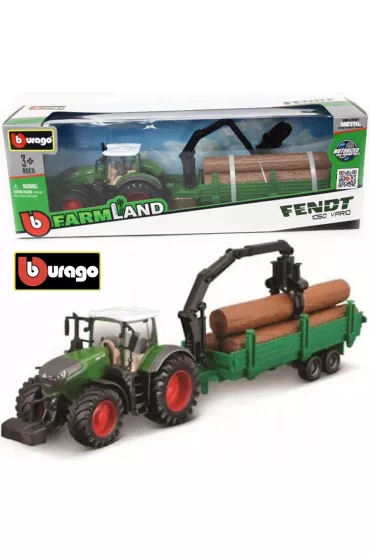 Bburago tractor fendt 1050 vario with tree forwarder 10cm