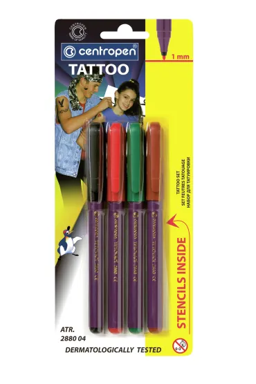Centropen Markery do tatua�u + szablony 4 kolory