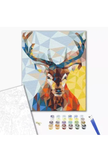 Brushme Malowanie po numerach - Jele� w kalejdoskopie 40x50cm