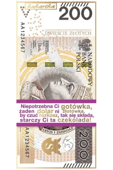 Kukartka Czekolada mleczna CZK-121 200 z�otych banknot