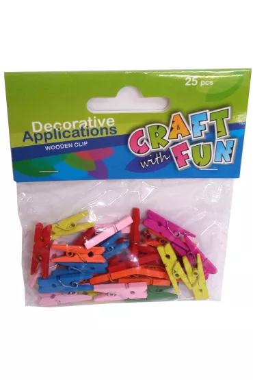 Craft with Fun Ozdoba spinacz drewniany kolor 25 szt.