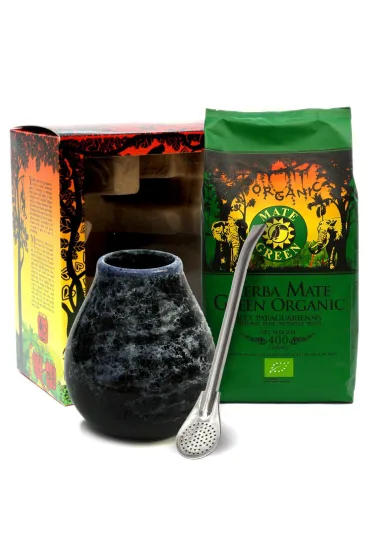 Organic Mate Green Zestaw Yerba Mate 400 g, matero, bombilla Bio