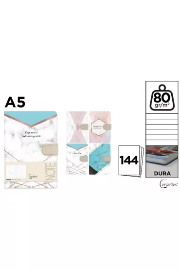 Cervantes Notes A5/144K z zamkni�ciem na magnes MIX