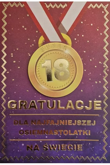 Yeku Karnet Urodziny 18 medal damskie