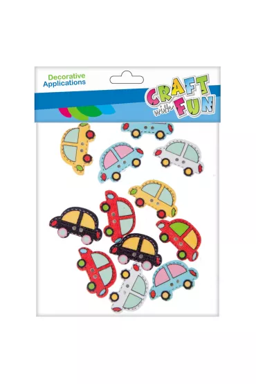 Craft with Fun Ozdoba dekoracyjna samoprzylepna drewniana Auto 12 szt.