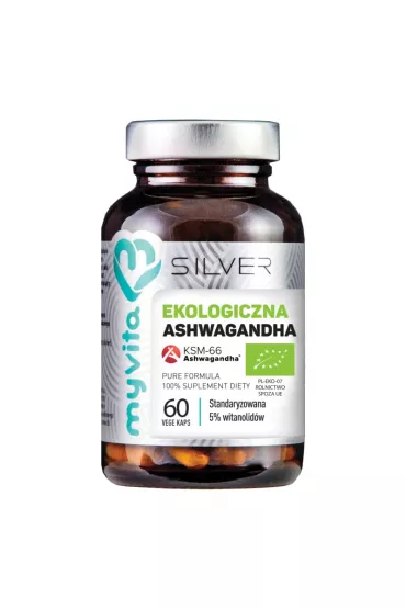 MyVita Silver Ashwagandha Bio KSM-66 100% Suplement diety 60 kaps. Bio