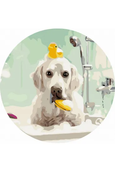 Twoje Hobby Malowanie po numerach okr�g�e - Pies w �azience 40cm