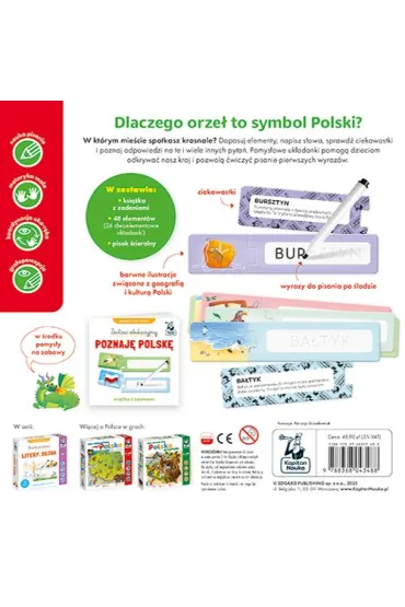 Zestaw edukacyjny. Poznaj� Polsk�. Ksi��ka + puzzle do pisania 3+ Kapitan Nauka - Patrycja  Grze�kowiak