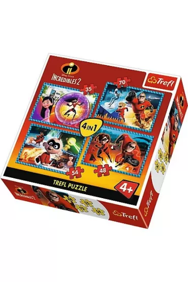 Puzzle 4w1 Niesamowita rodzinka Incredibles Trefl