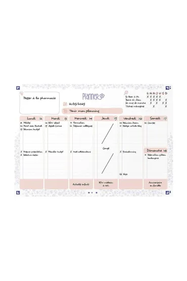 Oxford Flowers Planer tygodniowy A4 Floral 60 kartek