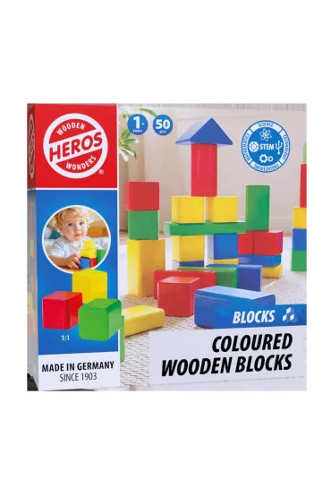 Heros Drewniane kolorowe klocki 50el