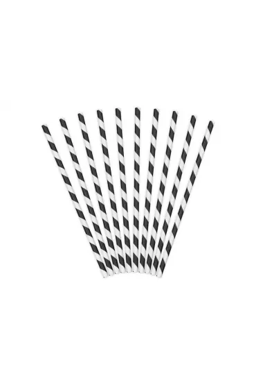 PartyDeco S�omki papierowe czarne 19.5cm 10 szt.
