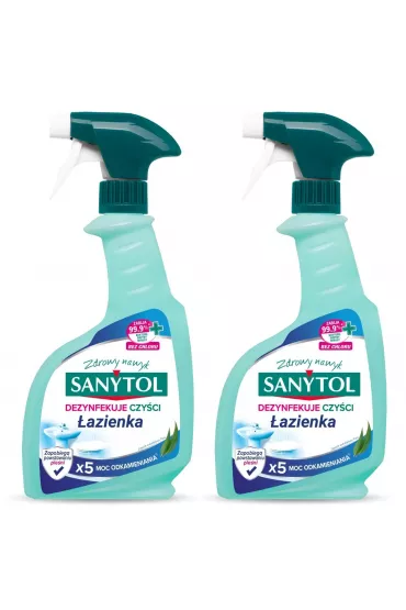 Sanytol Spray do �azienki o zapachu eukaliptusa czy�ci usuwa kamie� i dezynfekuje Zestaw 2 x 500 ml