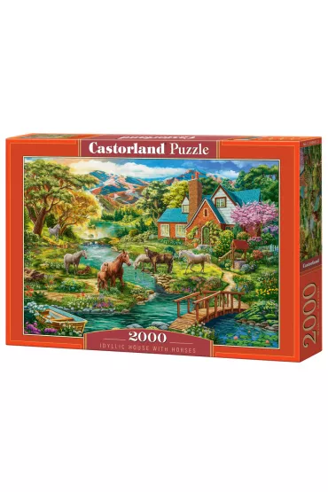 Puzzle 2000 el. Idyllic House with Horses Castorland