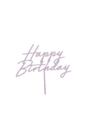 PartyDeco Topper na tort Happy Birthday fioletowy 16,5cm