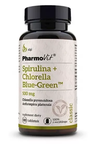 Pharmovit Spirulina + chlorella blue-green (500 mg) suplement diety 180 tab.