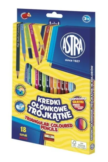 Astra Kredki o��wkowe tr�jk�tne 18 szt.