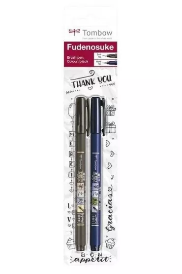 Tombow Flamastry Brush pen Fudenosuke czarny 2 szt.