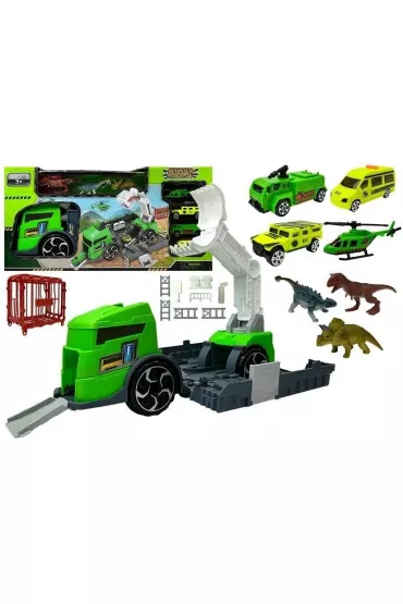 Zestaw ci�ar�wka z dinozaurami transporter LeanToys