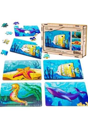 Puzzle drewniane 4w1 zwierz�ta morskie PuzzleOK