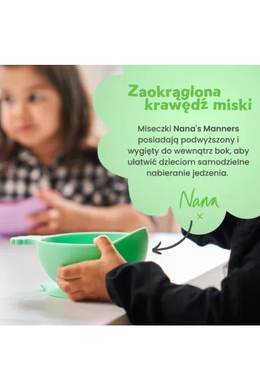 Nana`s Manners Etap 1, Miska silikonowa z przyssawk� i uchwytem, zielona