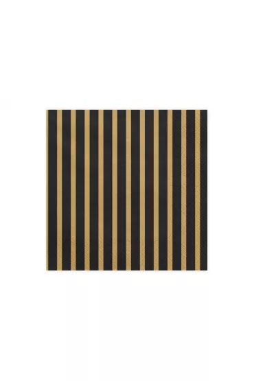 PartyDeco Serwetki Paski z�ote 33x33 cm