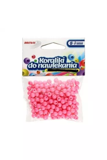 Brewis Koraliki do nawlekania + sznurek r�owe 6mm, 16g