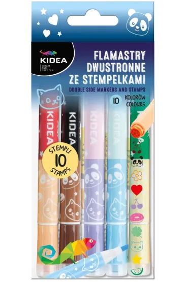 Derform Flamastry dwustronne ze stempelkami 10 szt.