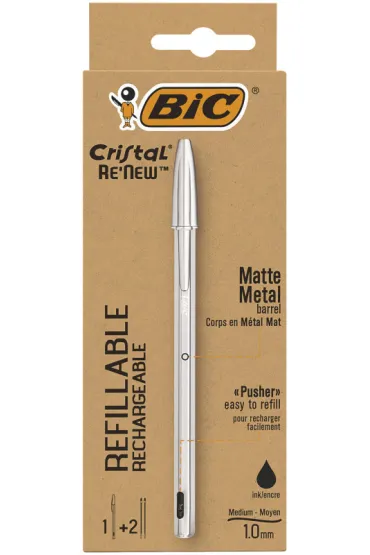 Bic D�ugopis Cristal Re'new Metal + 2 wk�ady czarny