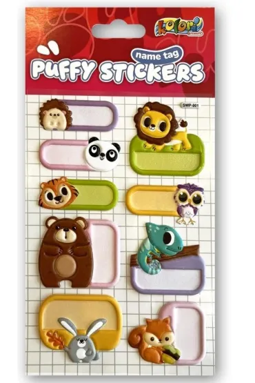 Naklejki Puffy Name Tag Animals PENMATE