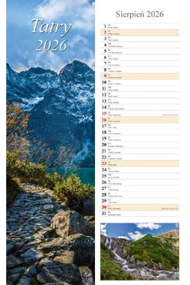 Kalendarz �cienny 2026 pasek Tatry
