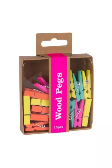 Apli Spinacze drewniane Fluor Collection 15 szt.