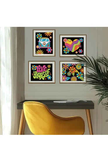 Diamond Dotz Haft diamentowy - Adults Flocked Neon Peace&Love 4pack