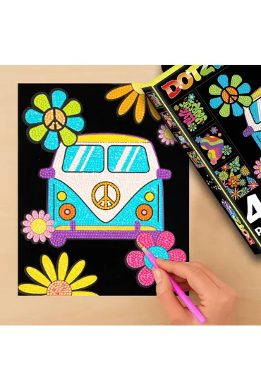 Diamond Dotz Haft diamentowy - Adults Flocked Neon Peace&Love 4pack
