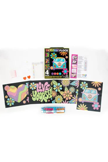 Diamond Dotz Haft diamentowy - Adults Flocked Neon Peace&Love 4pack