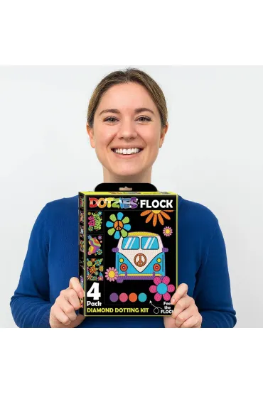 Diamond Dotz Haft diamentowy - Adults Flocked Neon Peace&Love 4pack