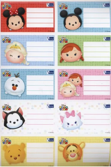 Verte Naklejki szkolne na zeszyty Tsum Tsum 10 szt.
