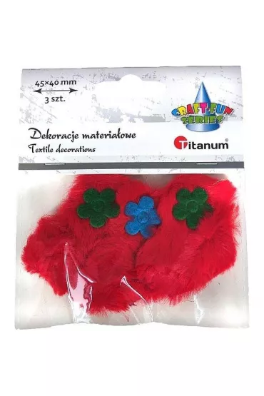 Titanum Ozdoba materia�owa serca czerwone 3 szt.