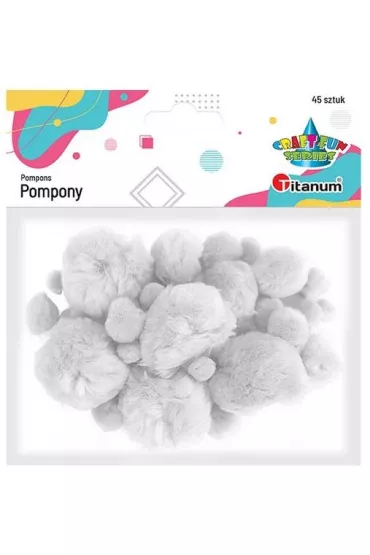 Titanum Pompony akrylowe bia�y 45 szt.